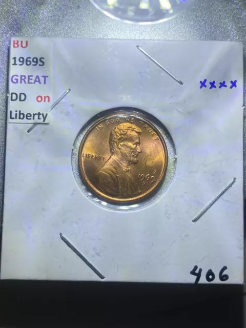 1969-S Lincoln RED Cent With Errors, these coins are in a BU condition #406