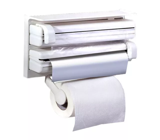 870592 Dispensador de pared TRIPLE papel aluminio especias film color BLANCO