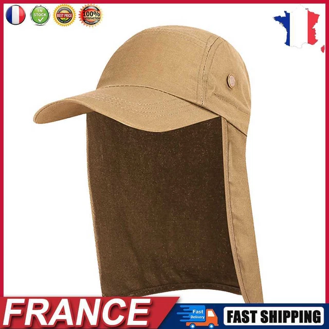 Unisex Fishing Hat Sun Visor Cap Sun Protection with Ear Neck Cover (Khaki) fr
