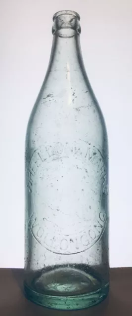 VINTAGE AQUA CORDIAL BOTTLE WHEELER & MARKS WOLLONGONG 26Oz C1930 26CM