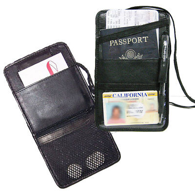Leather Boarding Pass Holder Passport Travel Id Ticket Neck Strap Wallet