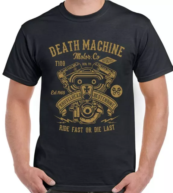 Motard T-Shirt Mort Machine Hommes Vélo Moto Harley Indien