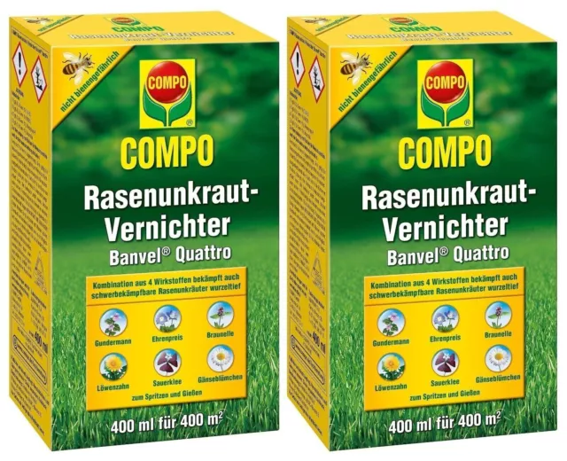 Désherbant jardin Gazon Herbicide compo pelouse Mauvaise Herbe concentré 2X400ml