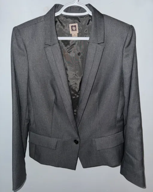 Anne Klein Women’s Gray Size 14 Career Blazer Jacket Single Button Business