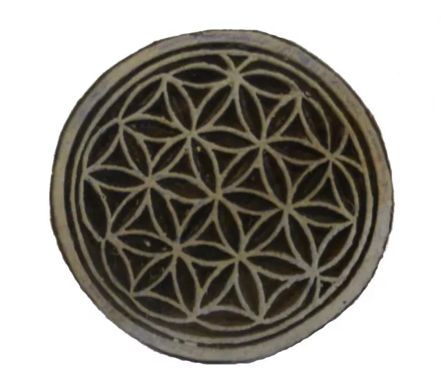 Flower of Life Round 5cm Indian Hand Carved Wooden Printing Block Stamp