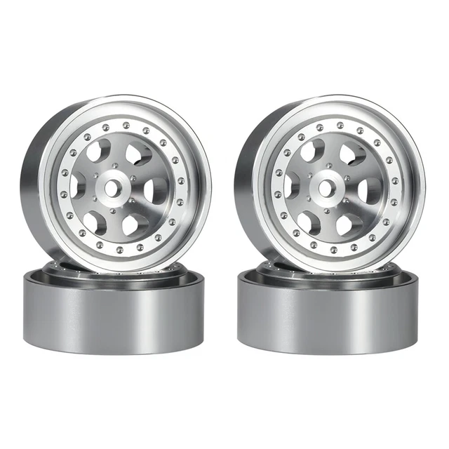 Set 4 Jantes+pneus Alu 1.0" Beadlock Pour TRX4M, SCX24, AX24 - Échelle 1/18 & 1/24