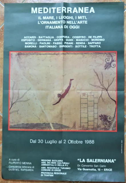 Manifesto Pubblicitario Mediterranea Mostra Artisti Anni 80
