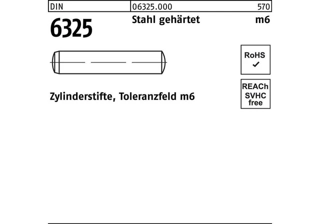 REYHER ZYLINDERSTIFT DIN 6325 3 m6 x 40 Stahl gehärtet Toleranz m6 DIN ...