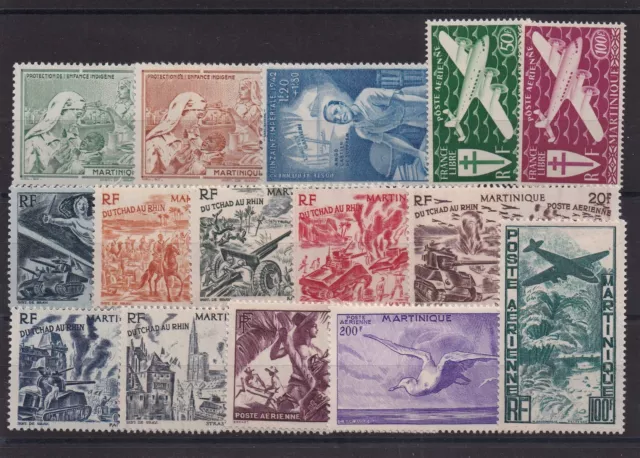 MARTINIQUE SERIE COMPLETE DE 15 TIMBRES P.A. NEUF** N° 1 à 15 Cote: 109,75€