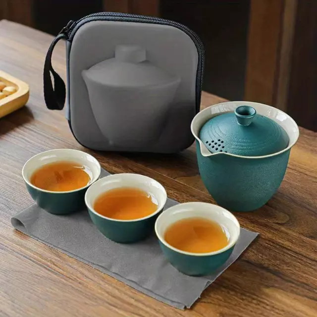 Teeset I Türkis I 1 Teekanne + 3 Teetassen - Praktisch edles Design Teezeremonie