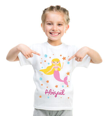 Personalizzato Name T-shirt Bambini Maglietta Stampa Per Sirena Ragazzi