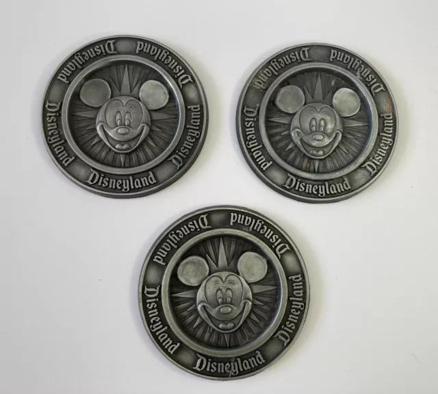 Disneyland Mickey Mouse Vintage metal coasters x 3