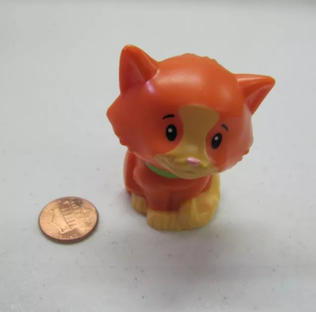 New Fisher Price Little People ORANGE KITTY CAT for HOUSE Farm Pet GREEN COLLAR