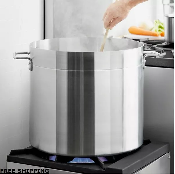 80 Qt Heavy Duty 4mm Aluminum Stock Pot with Lid Commercial NSF Soup Brewing