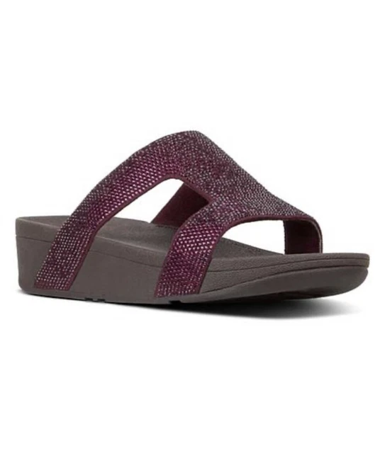 FitFlop Womens Marli Crystal Encrusted Sandals Slides Wild Aubergine Size 6, New