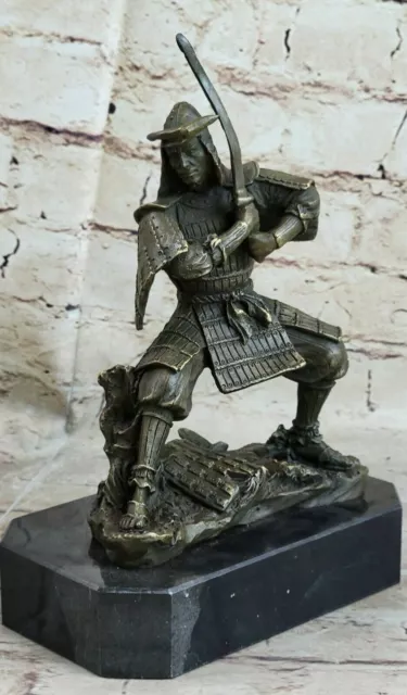 Japanese Bronze Samurai Warrior w/ Katana Sword Figurine Sculpture Statue Deal