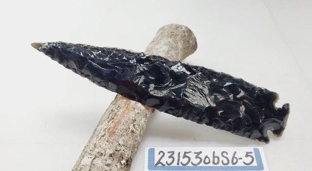 6.7" Obsidian Spearhead - Lance Head - Drill Point Hand Knapped "Dragon Glass"
