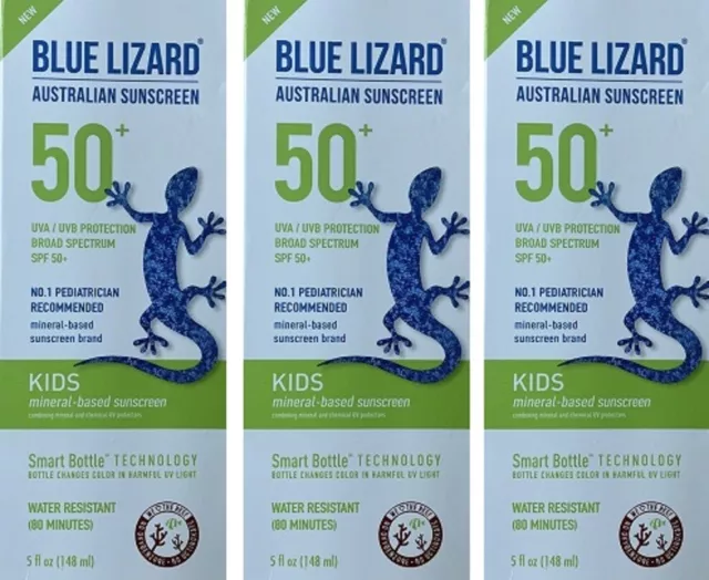 Blue Lizard Australian Sunscreen Kids Mineral-Based SPF 50+ Lotion 5oz 3PK 10/24