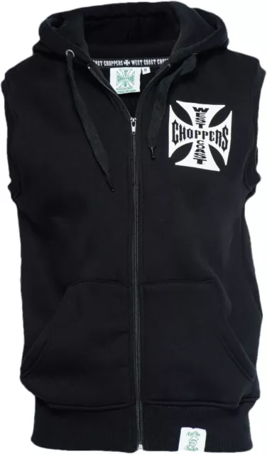 WCC West Coast Choppers Hoodie Sleeveless Iron Cross Black