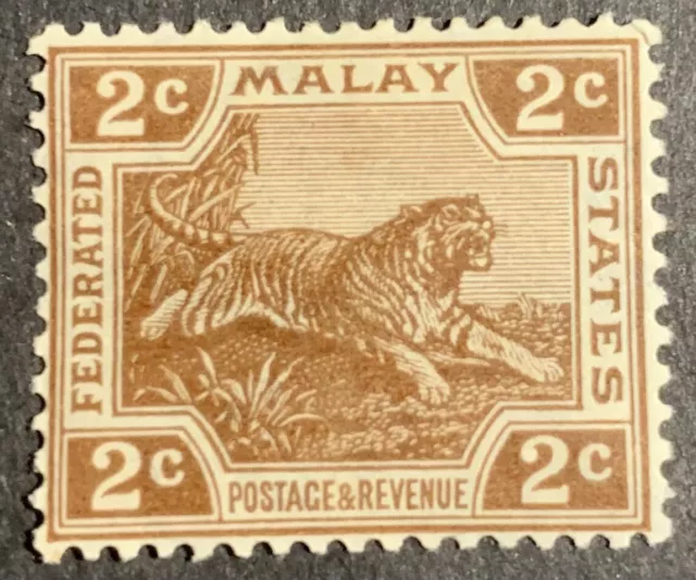 Federated Malay States FMS  Leaping Tiger  SG54 Stunning Fresh Mint Hinged Stamp