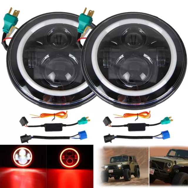 für 90-97 Mazda Miata MX-5 H6024 Paar 7 Zoll Runde LED Scheinwerfer Angel Eye