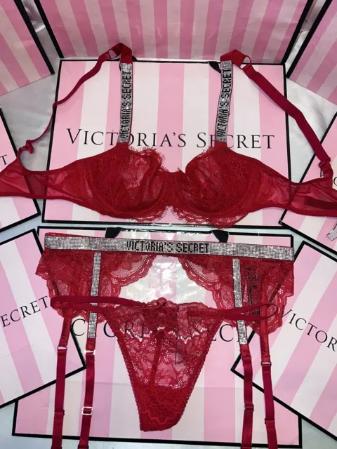 VICTORIA SECRET VERY SEXY Shine Strap Brazilian Lace Panty M New
