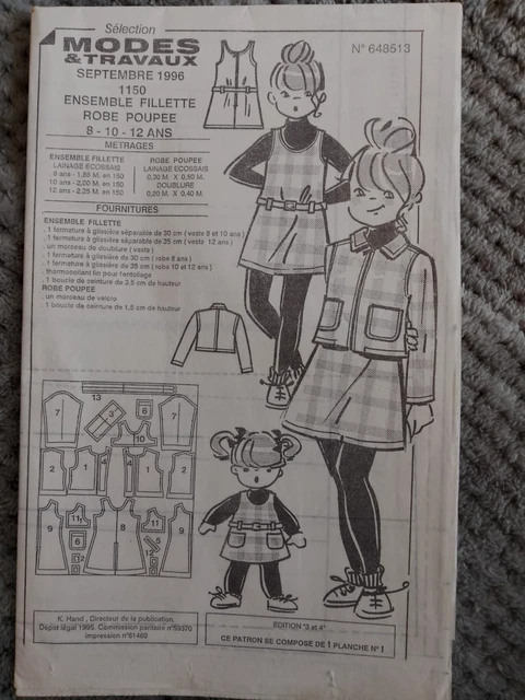 Patron De Couture Pour Vêtements De Poupée - Magazine Modes Et Travaux Septembre 2020 - Non Découpé, Complet