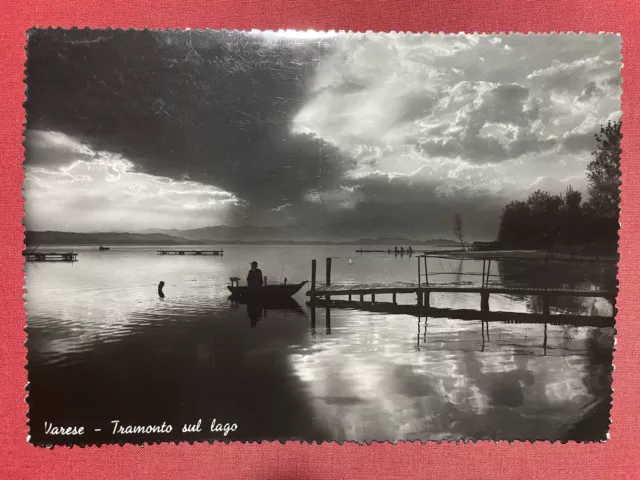 Cartolina - Varese - Tramonto sul lago - 1956