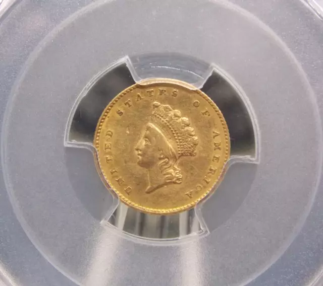 1855 $1 Liberty Head GOLD One Dollar *TYPE 2* $1 PCGS AU Details #454 About Unc