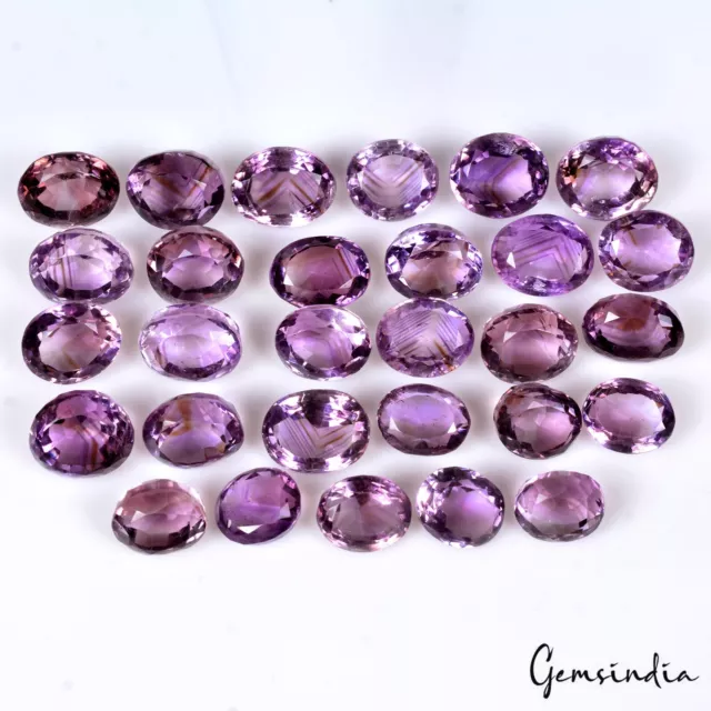 29 Pcs Natural Amethyst 12-14mm Purple Oval Cut Certified Gemstones ~267.20 Cts