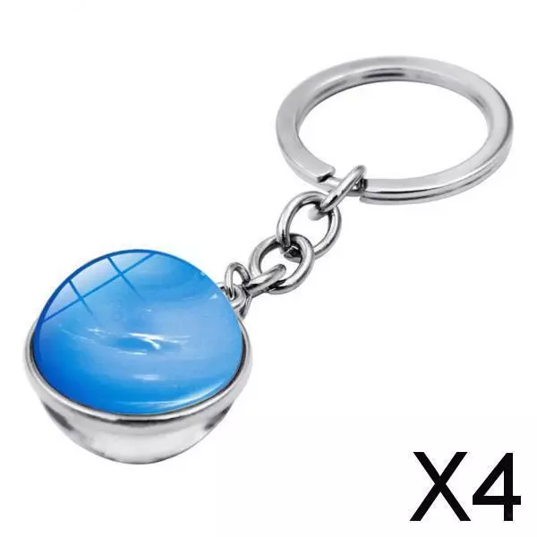 4X Metal Gem Cabochon Keychain Split Rings Fashion Keyring Key Chain Decors C