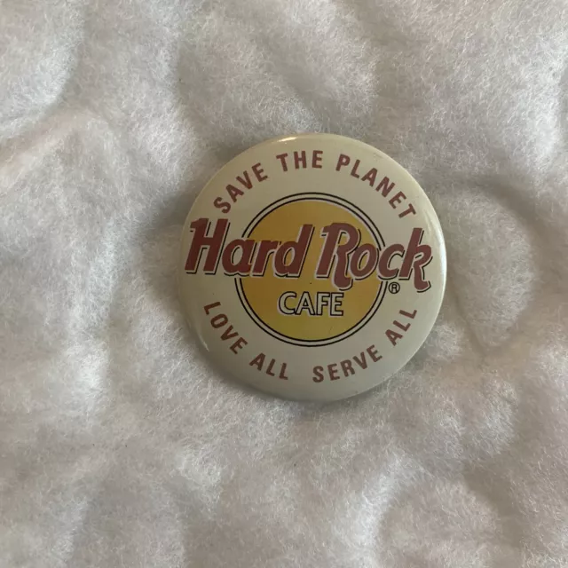 Vintage Hard Rock Cafe Pinback Buttons pins save the planet Love All Serve All