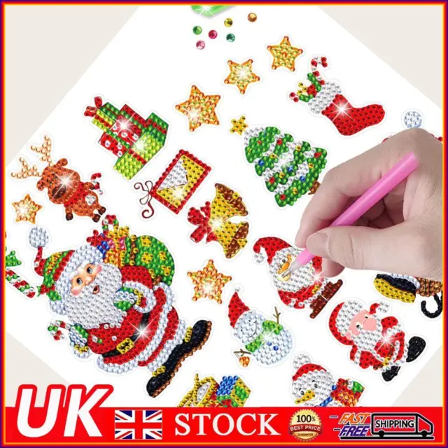2PCS Christmas Gem Art DIY Craft Kit Diamond Painting Sticker (Santa)