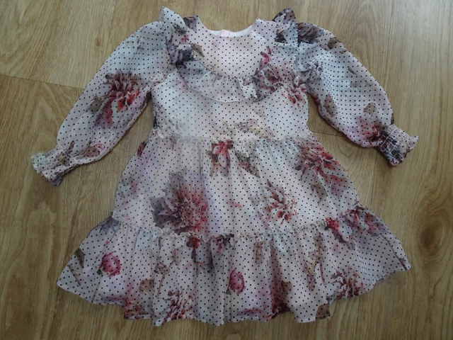 Abito a maniche lunghe TED BAKER bambina rosa floreale a pois età 18 - 24 mesi