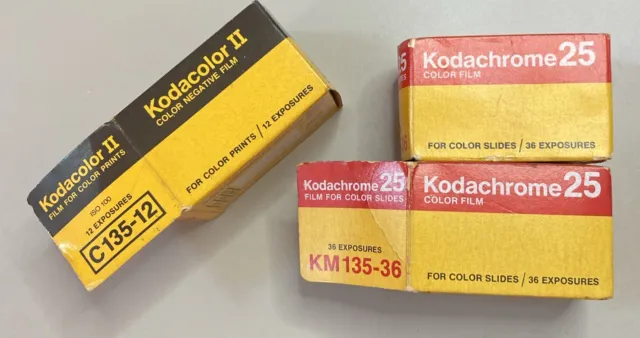 Kodak Kodachrome 25 KM 135-36 Color Slide Film 2 Box Expired 1975 Kodacolor Box