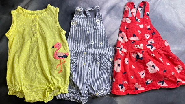 LOT OF 3 Carter’s Girls Rompers and Jumper Summer Lot 6 Months