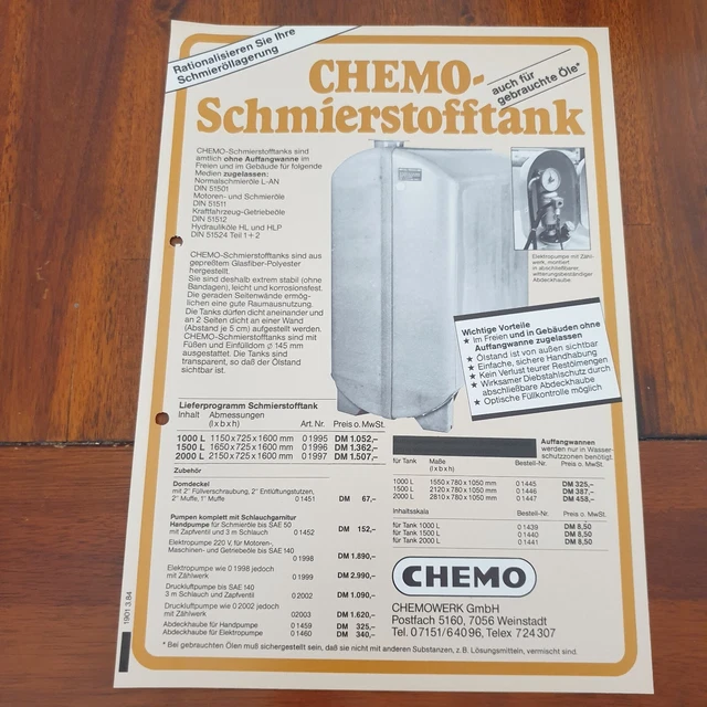 CHEMO Schmierstofftank Schlepper Traktor Prospekt Landmaschine h
