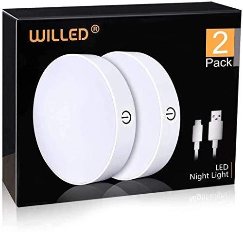 WILLED Veilleuse à Pile, Avec ContrôLe Tactile Luminosité, Rechargeable Usb, Lam