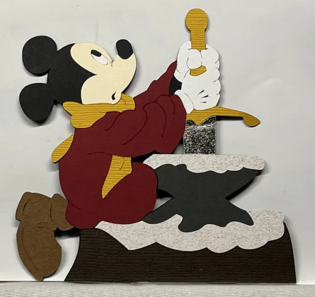 Tarjeta de álbum de recortes troquelada de piedra hechicera de Mickey Mouse de Disney