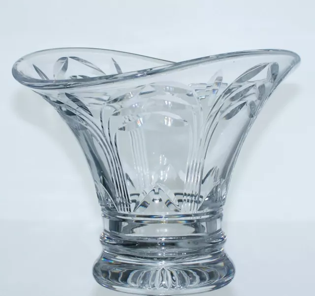 Vintage STUART Lead Crystal Cut Glass Oval Centrepiece Bowl Flower Basket - 22cm
