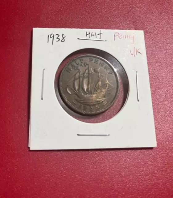 1938 Half Penny Uk Coin - Nice World Coin !!!