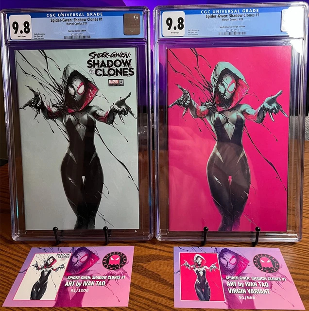 Spider Gwen Shadow Clones 1 Ivan Tao Trade and Virgin Set CGC 9.8 w/ COA