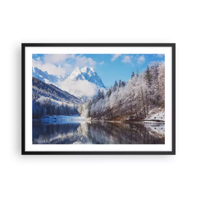 Cuadro Poster de Pared 70x50cm P�ster Marco Invierno Paisaje Monta?as Wall Art