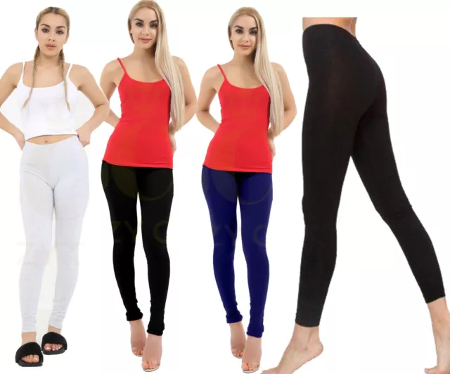 Womens Cotton Leggings Full Length Plus Sizes 8 10 12 14 16 18 20 22 26 28 30