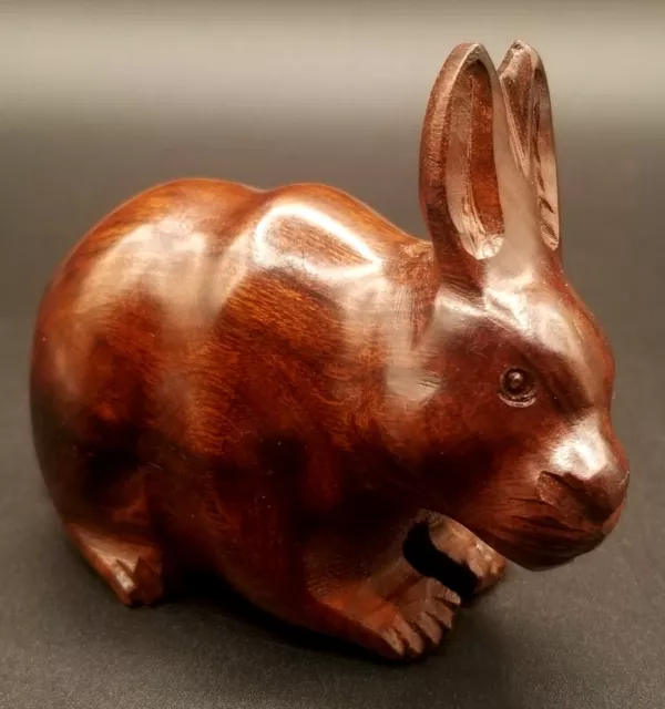 Hand Carved by Artist Beto Solid Wood Bunny Rabbit Folk Art Primitive Ironwood?