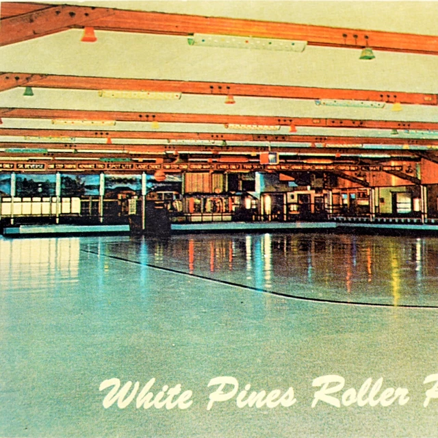 1950S WHITE PINES Roller Palace Skating Rink State Park Postcard Mt
