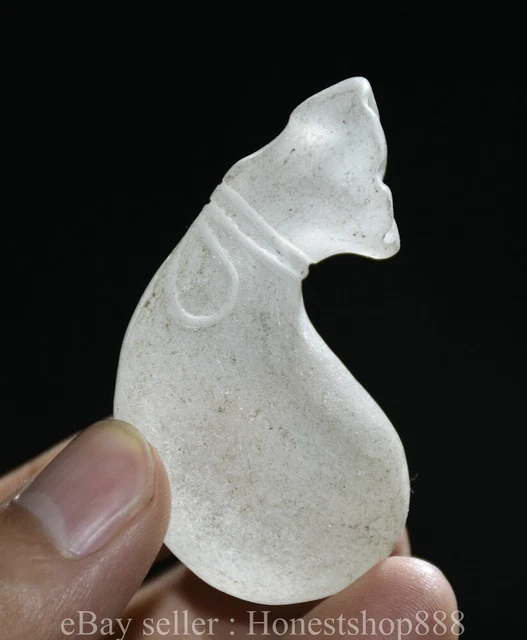 2.6" Rare Old Chinese Hongshan culture crystal Carved pocket bag Pendant