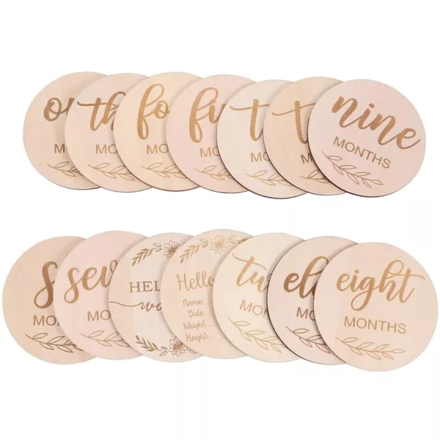 14Pcs Wooden Baby Monthly , Baby Milestone Discs for Photo1544