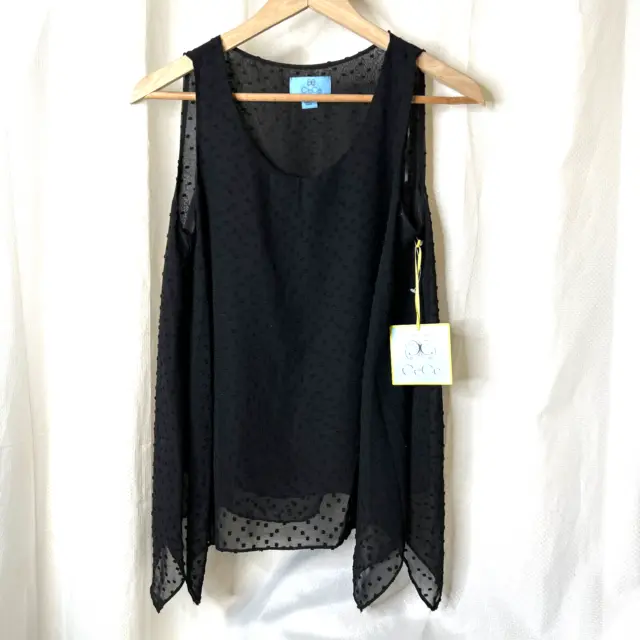 Nwt New Cece Womens Stitch Fix Black Sleeveless Shirt Top Blouse Sz XS