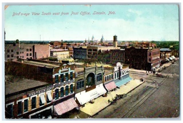 Lincoln Nebraska NE Postcard Bird's Eye View South East From Post Office 1910